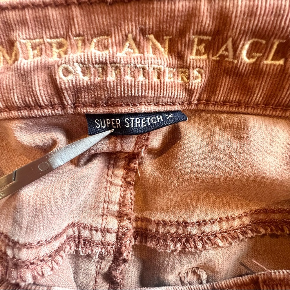 American Eagle Vintage Mini skirt corduroy distressed raw hem pink brown tones 4 - Picture 6 of 8